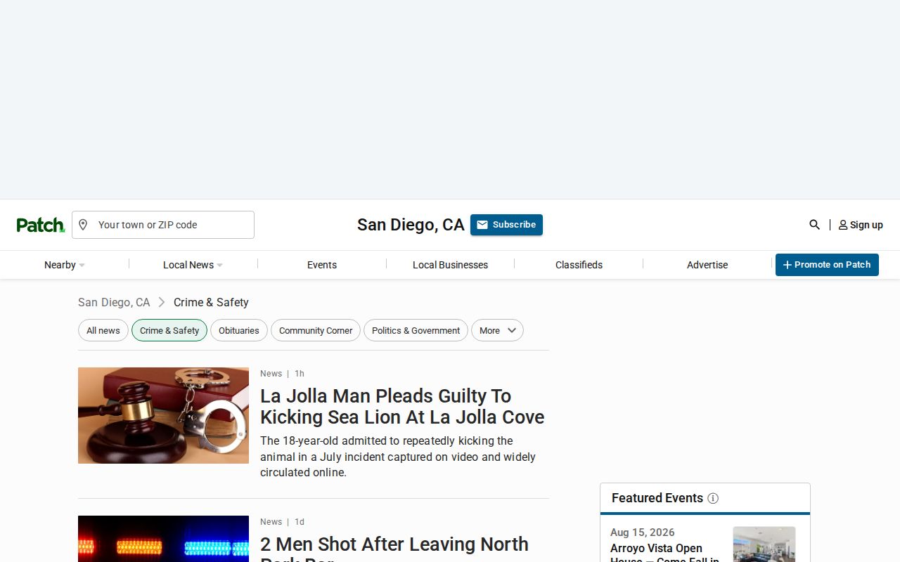 San Diego County crime news and arrest report section on Patch