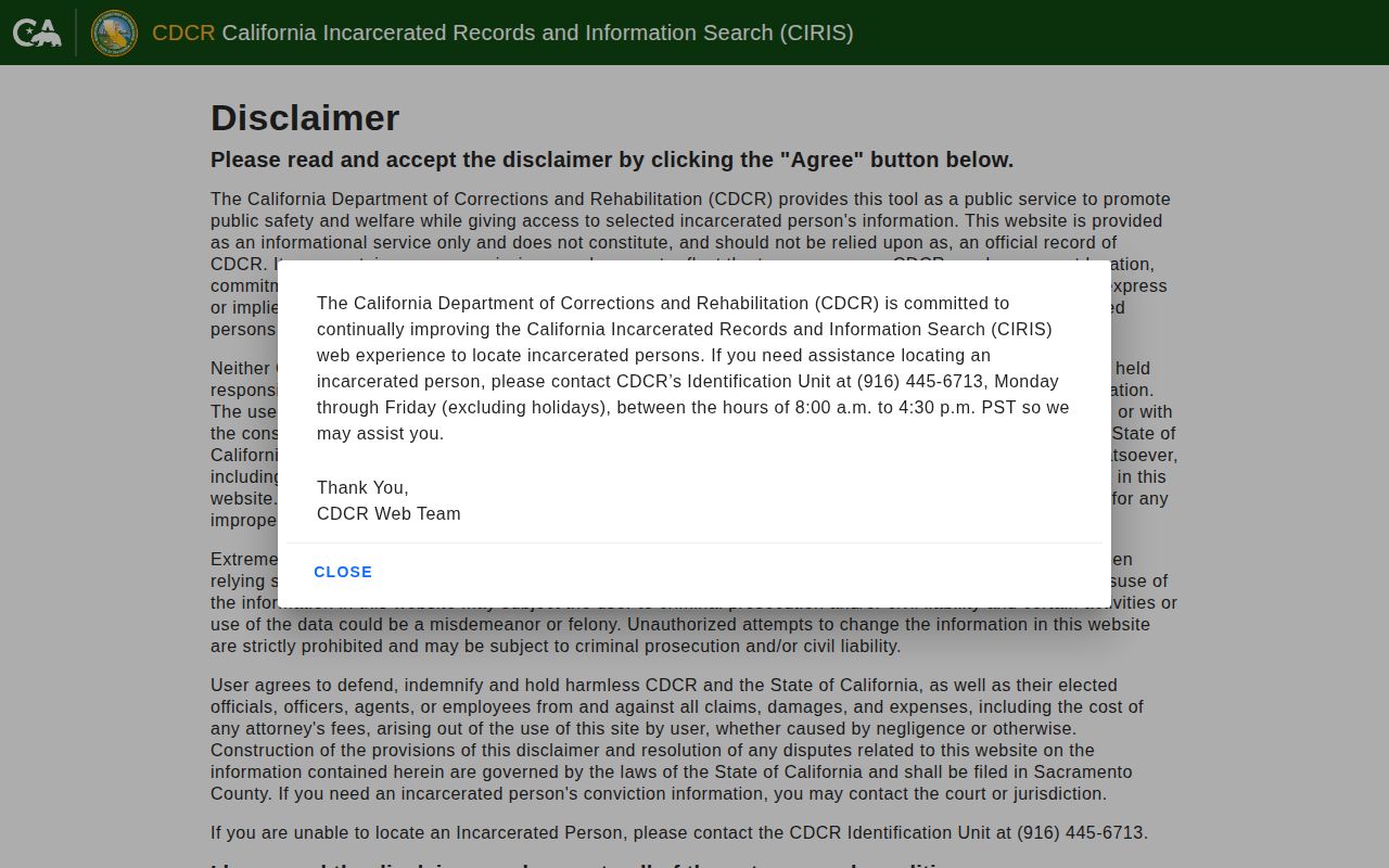 California state-prison record search for San Diego County commitments